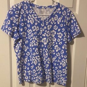 Kim Rogers Soft Blue and White Cotton Top